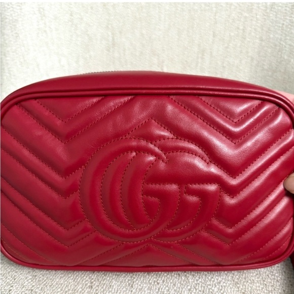 Authentic Gucci Marmont crossbody bag red leather gold GG - Picture 6 of 15
